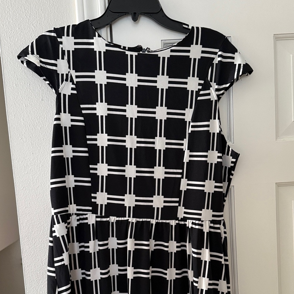 Kersh Black and White Geometric Dress